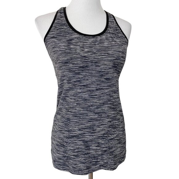 Lululemon Cool Racerback II Lined Up Wee Are From Space Dye Black Tank Top 6 - Picture 1 of 6